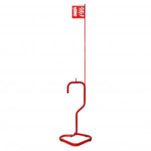 Fém állvány tűzoltókészülékhez információs sávval