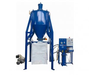 STANICE PRO ODBĚR A SBĚR POUŽITÉHO PRÁŠKU Z HASICÍHO PŘÍSTROJE DO BIG-BAG KONTEJNERU